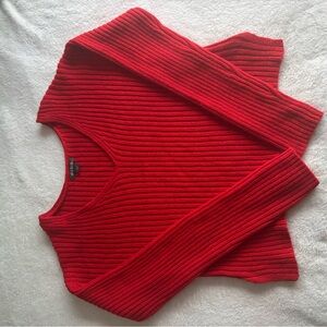Wild Fable Red V-Neck Sweater Ribbed Knit